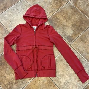 Abercrombie kids Sz Large melon color drawstring waist zip up hoodie